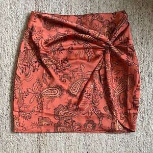 Vici Terracotta Paisley Mini Skirt